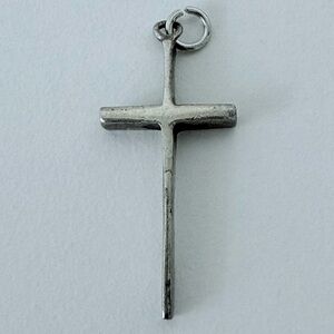 Vintage Signed James Avery Tiny Plain Latin .925 Sterling Silver Cross Pendant